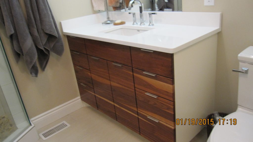 Bathroom vanity with continuous grain