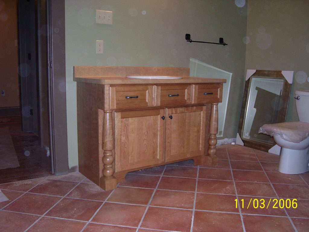 Cherry vanity with pillars