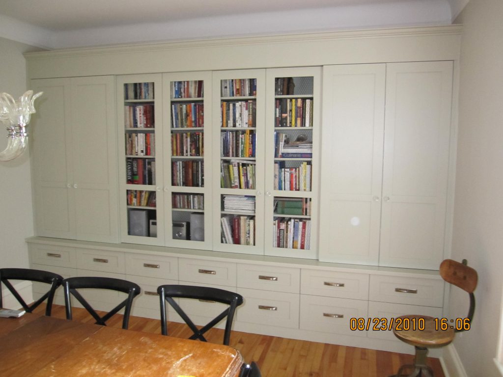 Living Room Library with chicken wire