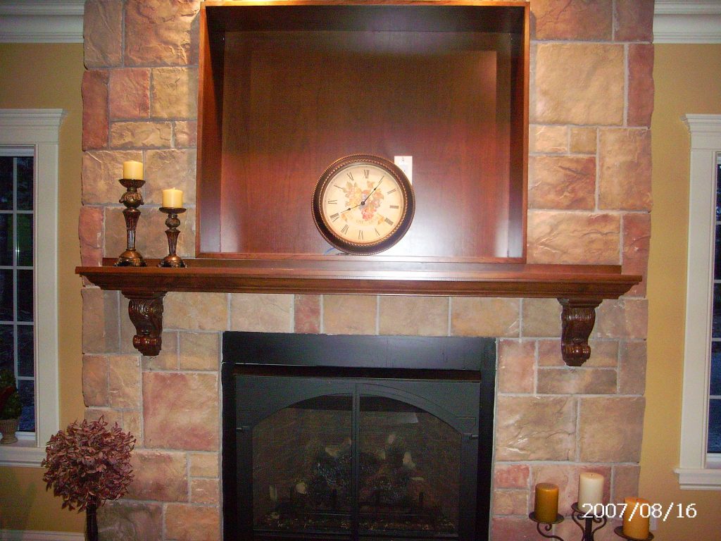 mantle with TV box