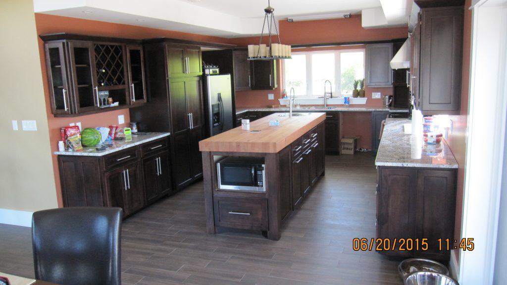 stained Kitchen, shaker style, butcher block Island